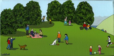 Piknik na wzgórzu, 2015 (Akryl i tusz na płótnie) autorstwa Lee Sellers