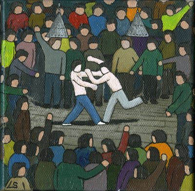 Walka, 2015 (akryl i tusz na płótnie) autorstwa Lee Sellers