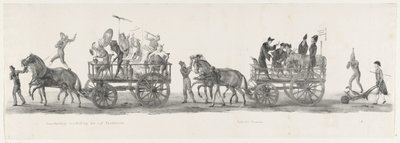 Pięć wydziałów i promocja społeczna, 1835 Symboliczne przedstawienie pięciu Wydziałów / Promocja Publiczna (tytuł na obiekcie) Indywidualne występy, na które wstępuje H.H. Uczniowie Leidsche Hoogeschool 9 lutego: 1 autorstwa Leendert Springer (I)