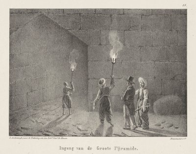 Wejście do piramidy Wejście do Wielkiej Piramidy (tytuł na obiekcie) Egipskie twarze trzecia szóstka (tytuł serii) Egipskie widoki (tytuł serii) autorstwa Leendert de Koningh