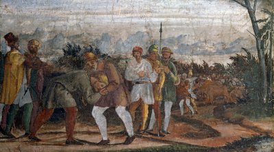 Scena z „Życia syna marnotrawnego”, autorstwa Circle of Lelio Orsi (1511-1587), Rocca di Novellara, Emilia-Romania, Włochy autorstwa Lelio Orsi da Novellara