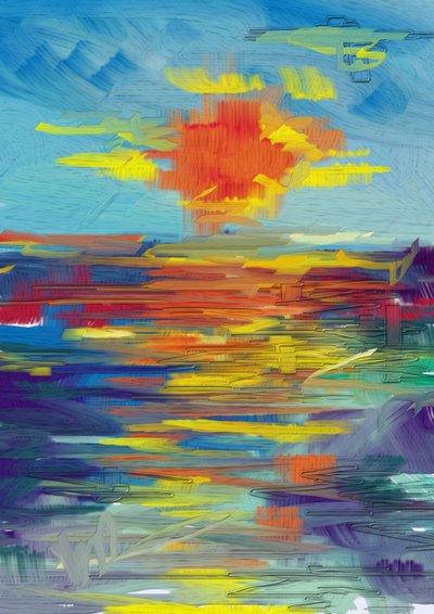 Pojazd „Abstract Sunset” autorstwa Lembayung senja studio [Vintage Poster]