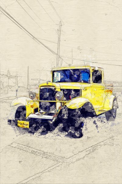 Klasyczny żółty pickup autorstwa Lembayung senja studio [Vintage Poster]