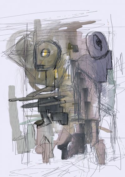 Tajemnicze abstrakcyjne roboty autorstwa Lembayung senja studio [Vintage Poster]