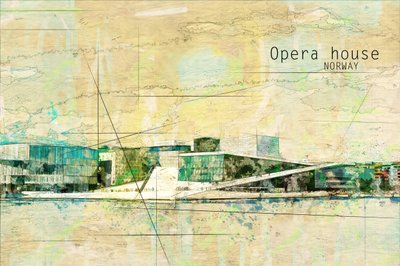 Opera w Oslo, Norwegia autorstwa Lembayung senja studio [Vintage Poster]