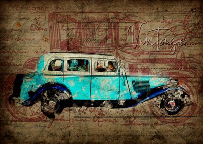 Samochód w stylu rustykalnym i vintage autorstwa Lembayung senja studio [Vintage Poster]