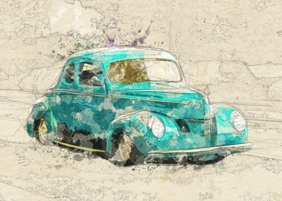 Teal Classic Hot Rod autorstwa Lembayung senja studio [Vintage Poster]
