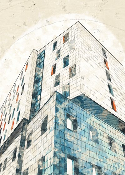 Szkic architektury miejskiej autorstwa Lembayung senja studio [Vintage Poster]