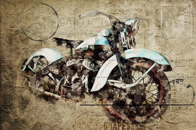 Motocykl w stylu vintage grunge autorstwa Lembayung senja studio [Vintage Poster]