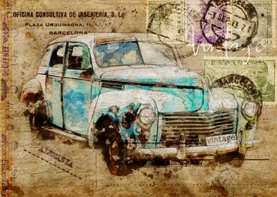 Samochód turystyczny w stylu retro autorstwa Lembayung senja studio [Vintage Poster]