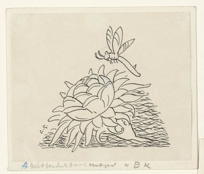 Kwiat z ważką autorstwa Leo Gestel (signed by artist)