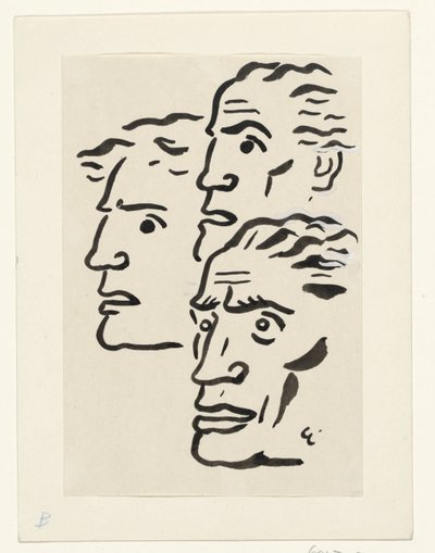 Trzy twarze mężczyzn autorstwa Leo Gestel (signed by artist)