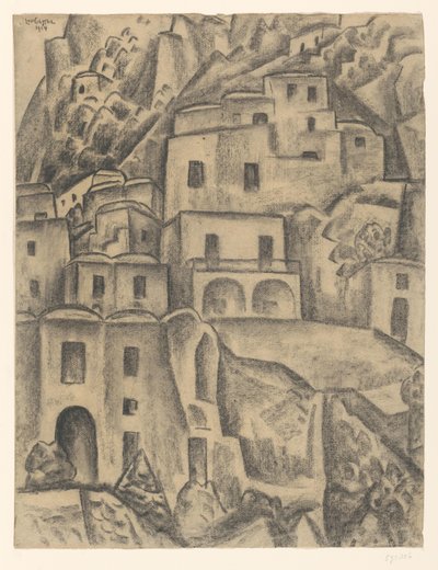 Domy na zboczach gór autorstwa Leo Gestel (signed by artist)