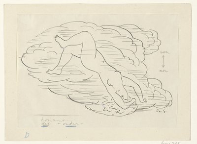 Naga kobieta w chmurach autorstwa Leo Gestel (signed by artist)