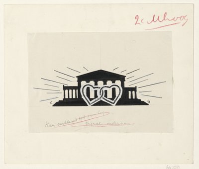 Świątynia z dwoma połączonymi sercami autorstwa Leo Gestel (signed by artist)