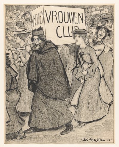 Kobiety w paradzie klubów dla kobiet autorstwa Leo Gestel (signed by artist)