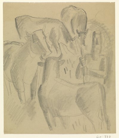 Rolnik z czterema krowami autorstwa Leo Gestel