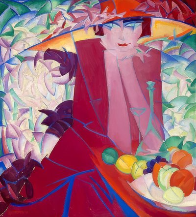 Pani z dużym kapeluszem w letnim domku. 1913 autorstwa Leo Gestel