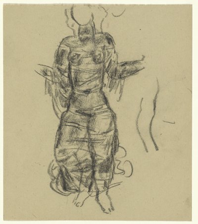 Tańcząca kobieta w przezroczystych draperiach autorstwa Leo Gestel