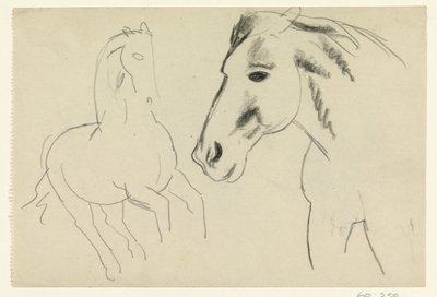 Galopujący koń i głowa konia autorstwa Leo Gestel