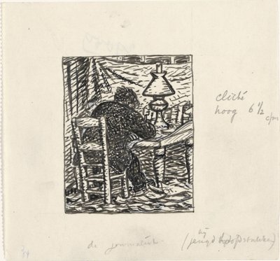 Mężczyzna pisze przy stole autorstwa Leo Gestel
