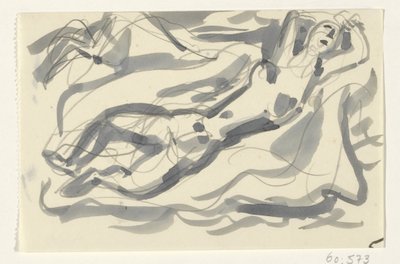 Naga kobieta i koń w morzu autorstwa Leo Gestel