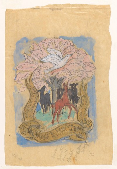 Rysunek projektowy z okazji narodzin Juliany Bellaar Spruyt autorstwa Leo Gestel