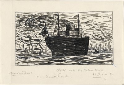 Statek wpływa do portu w Londynie (tytuł na obiekcie) autorstwa Leo Gestel