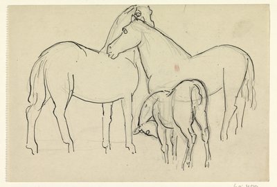 Dwa konie i źrebak autorstwa Leo Gestel