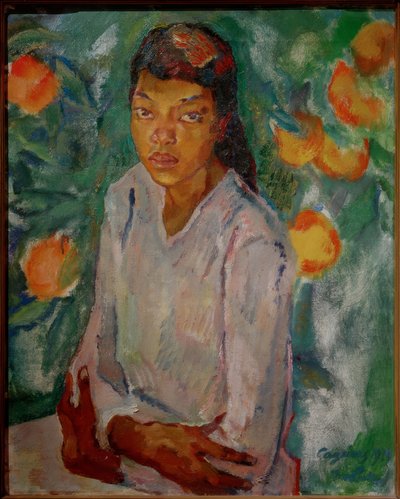 Julia przy pomarańczowym krzaku autorstwa Leo Putz
