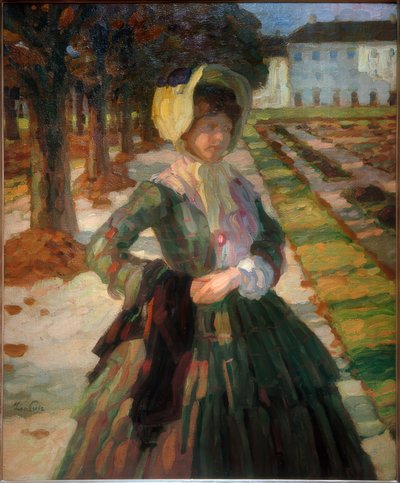 Młoda kobieta w zielonej sukience autorstwa Leo Putz