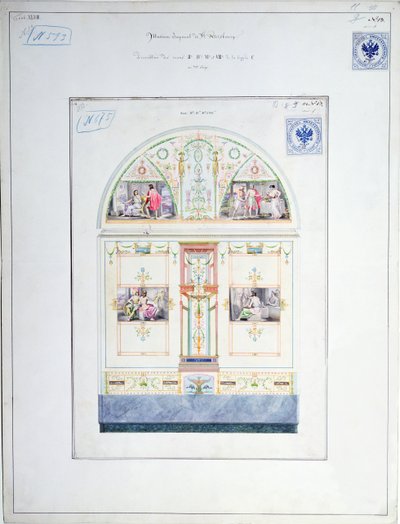 Projekt muralu w Ermitażu, Sankt Petersburg, ok. 1840 r. autorstwa Leo von Klenze