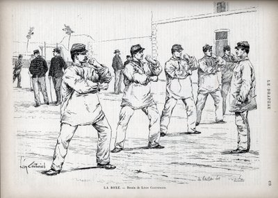 La Boxing - Armees francuska - rysunek Leona Couturiera (1842-1935) - za „Flaga” - Monitor Ligi Patriotów - 22 sierpnia autorstwa Leon Antoine Lucien Couturier