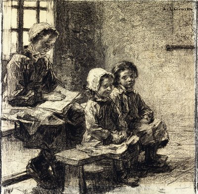 Małe dziewczynki w szkole Mont-Saint-Pere, autorstwa Leon Augustin Lhermitte