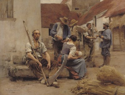 Płacenie kombajnom, 1882 autorstwa Leon Augustin Lhermitte