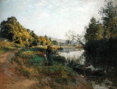 Brzegi Marny, Powrót rybaka, ok. 1907 (pastel na papierze) autorstwa Leon Augustin Lhermitte