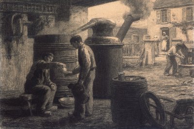 Gorzelnia; Degustatorzy Eau-de-Vie-de-Marc lub The Still, ok.1872 autorstwa Leon Augustin Lhermitte