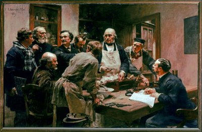 Une Lecon De Claude Bernard (olej na płótnie) autorstwa Leon Augustin Lhermitte