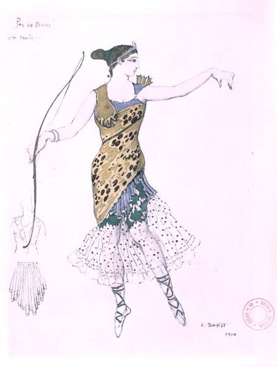 Anna Pavlova przebrana za Dianę autorstwa Leon Bakst