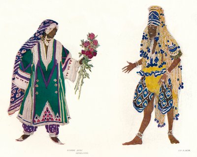 Projekty kostiumów dla rosyjskiego baletu Le Dieu Bleu, c1912 autorstwa Leon Bakst