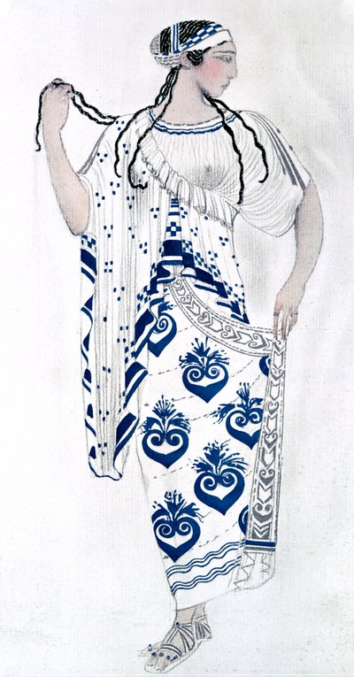 Projekt kostiumu dla Idy Rubinstein jako Heleny w balecie Helena ze Sparty, 1912 autorstwa Leon Bakst
