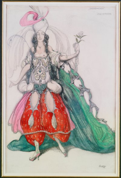 Projekt kostiumu dla Jane Marnac jako Zobeide z „Szeherezady” autorstwa Leon Bakst