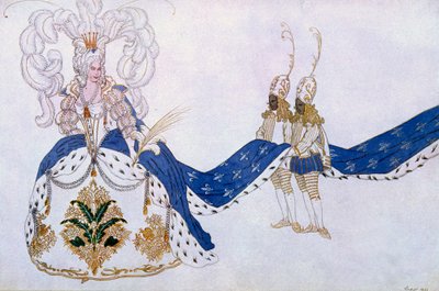 Projekt kostiumów do Królewny i jej stronników, z filmu Śpiąca królewna, 1921 autorstwa Leon Bakst