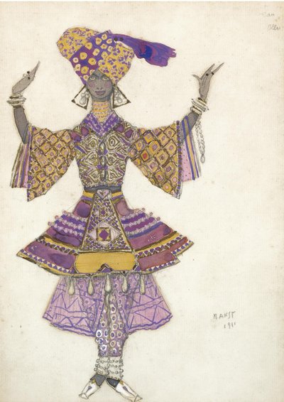 Projekt kostiumu dla Ballet Blue God autorstwa R. Hahna, 1911 autorstwa Leon Bakst
