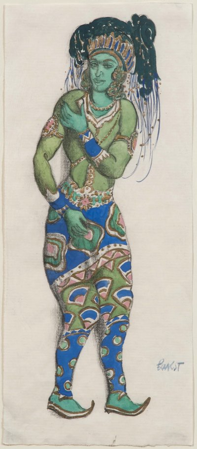 Projekt kostiumu dla Ballet Blue God autorstwa R. Hahna, 1911 autorstwa Leon Bakst