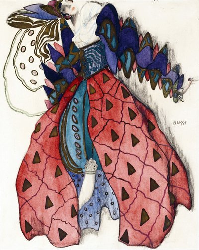 Projekt kostiumu do baletu „La Legende de Joseph” R. Straussa - Bakst, Leon (1866-1924) - 1914 - Akwarela, gwasz na papierze - 33x28 - Kolekcja prywatna autorstwa Leon Bakst