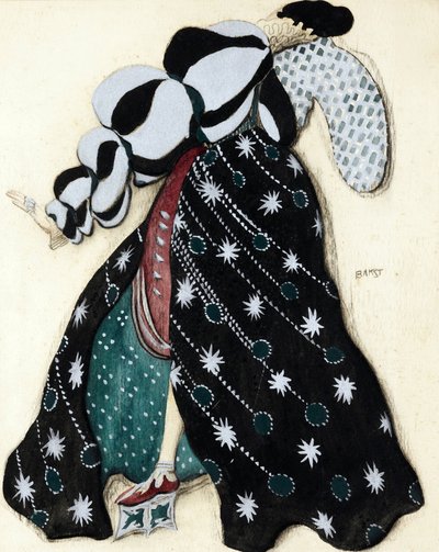 Projekt kostiumu do baletu „La Legende de Joseph” R. Straussa - Bakst, Leon (1866-1924) - 1914 - Akwarela, gwasz na papierze - 33x28 - Kolekcja prywatna autorstwa Leon Bakst