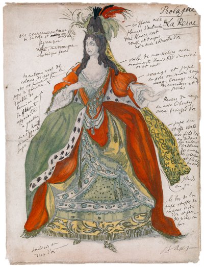 Projekt kostiumu do baletu Śpiąca Królewna P. Czajkowskiego, 1921 autorstwa Leon Bakst