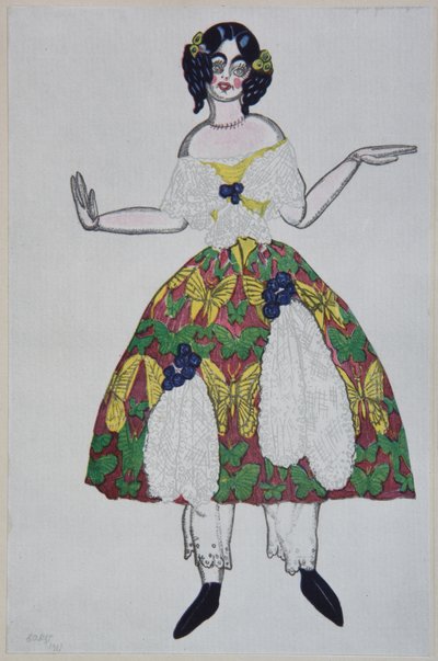 Projekt kostiumu do baletu The Magic Toy Shop G. Rossiniego, 1919 autorstwa Leon Bakst