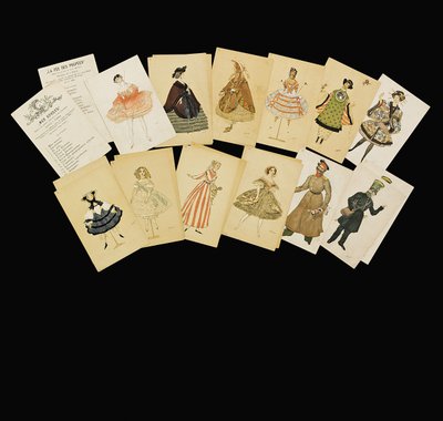 Projekty kostiumów z "La Fee de la Poupees" autorstwa Leon Bakst